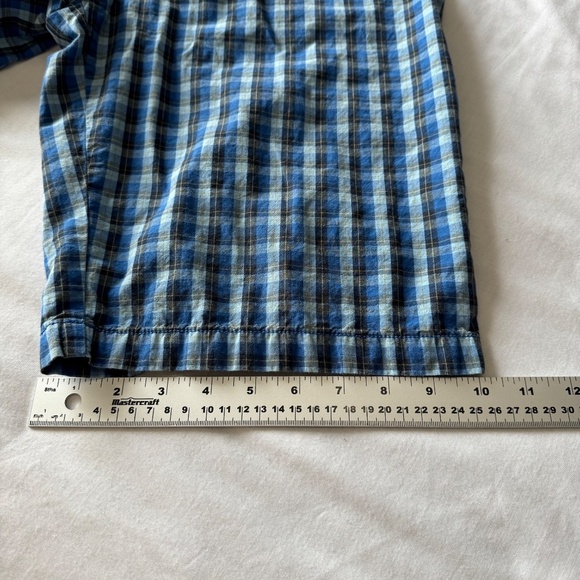 Penguin‎ by Munsingwear Men's Plaid Chino Shorts Blue 33 Preppy Boardwalk Beach - Picture 15 of 16